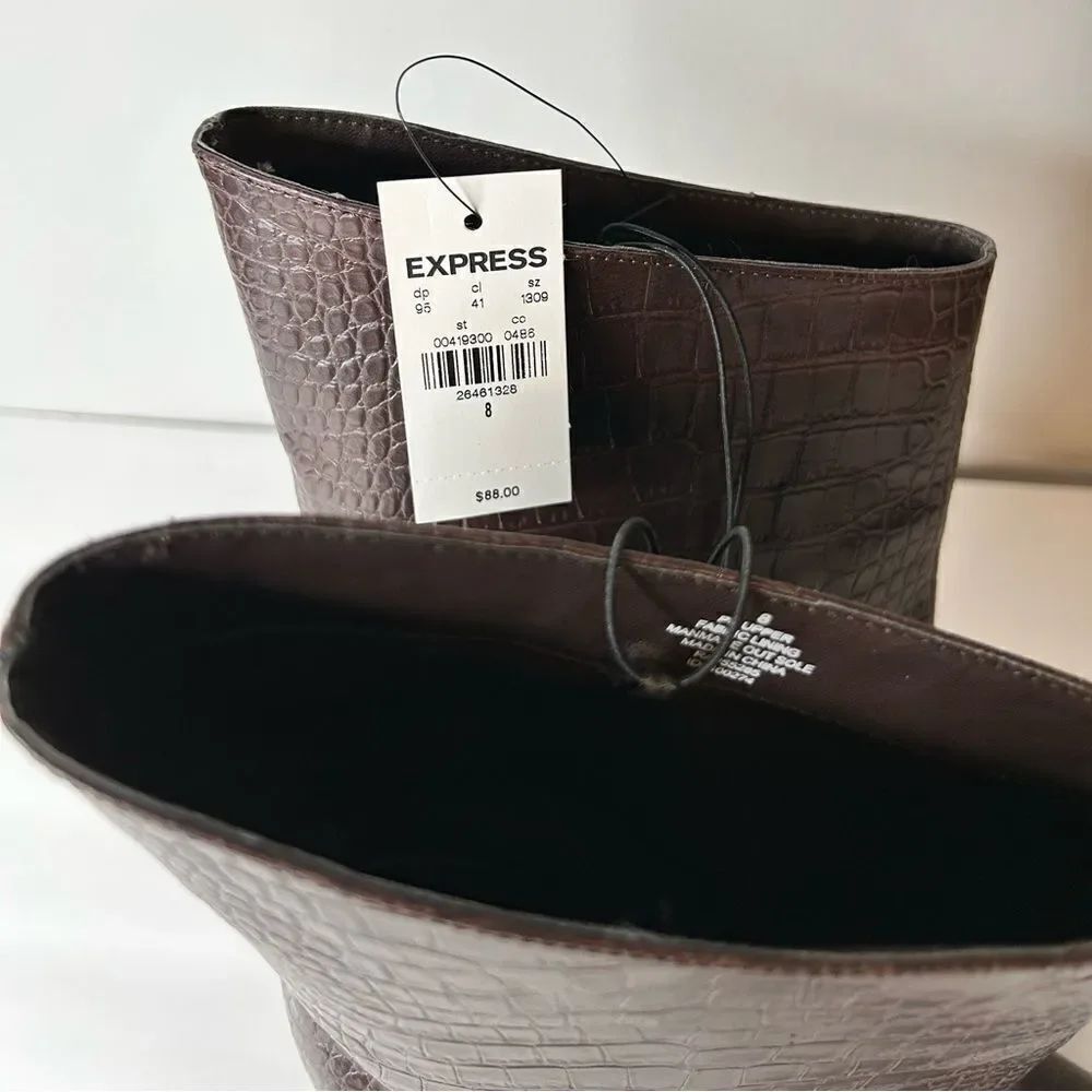 Express Snakeskin Textured Asymmetrical Booties - Picture 5 of 6